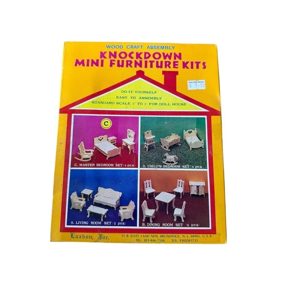 Vintage Luxbon Dollhouse Mini Furniture Kit C Master Bedroom Set 1:12 DIY